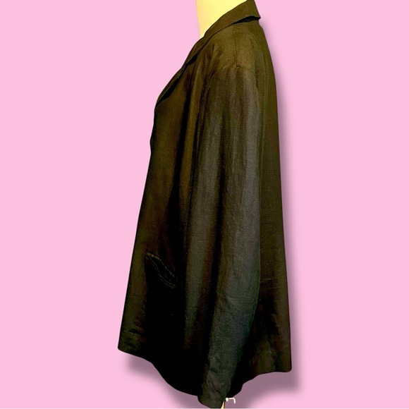 Sandro Vintage Black Linen-Blend Blazer with Pearl Shell Buttons Plus Size 22 - Picture 6 of 14